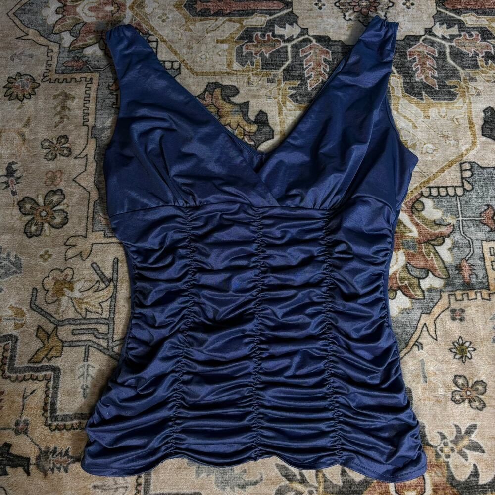 Vintage Y2k Ruched Tank Top Express V Neck Club Party Shirt Women's Size Small